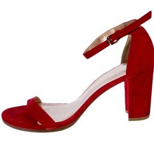 Stuart Weitzman Block Heel (Red Suede, Size 6.5)